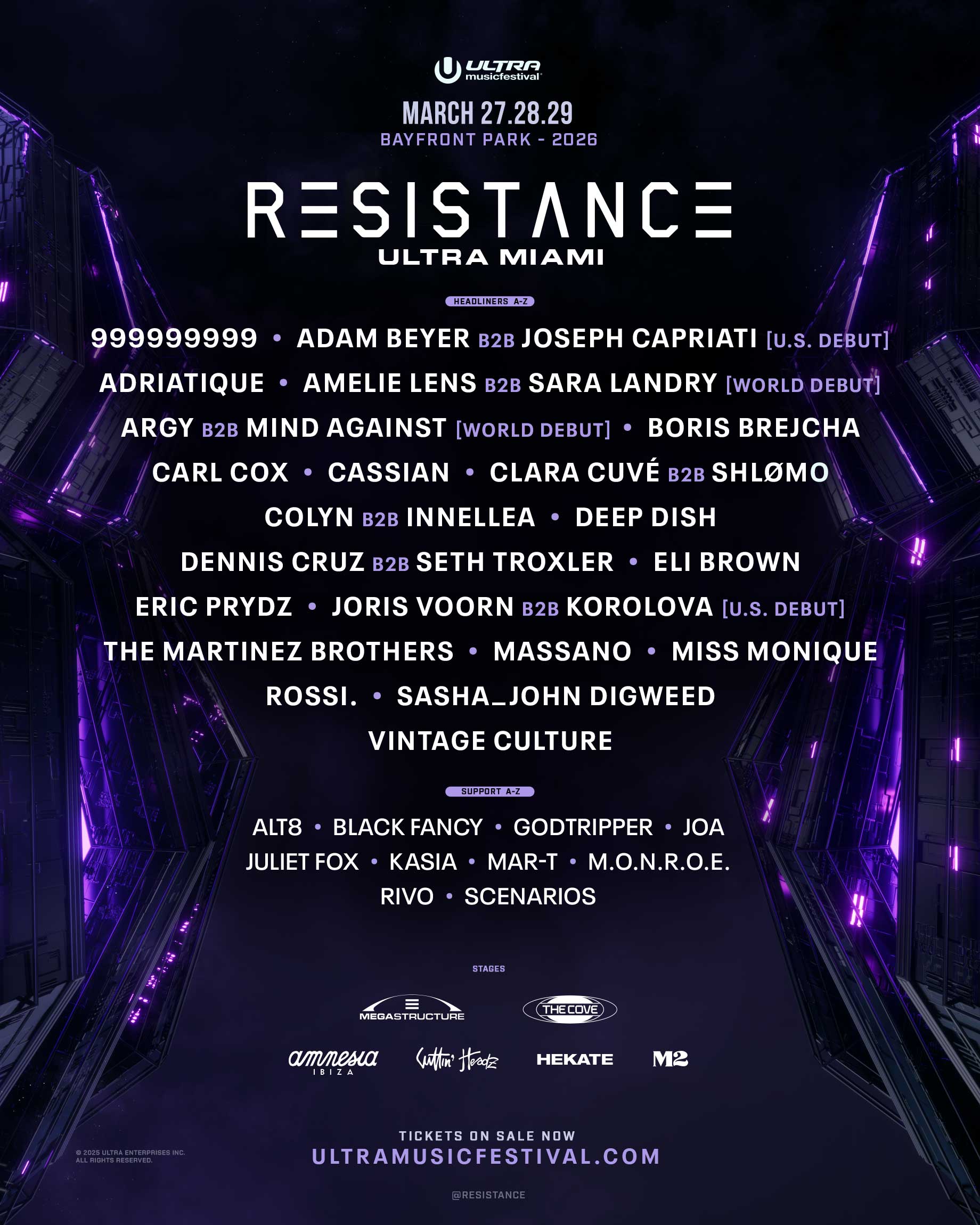 Programmation des scènes de résistance de l’Ultra Music Festival 2026